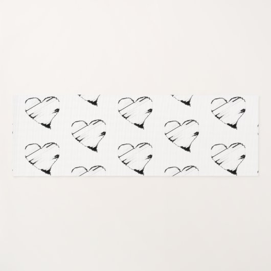 Schwarzweißherzen verblasst yogamatte (Vorderseite (Horizontal))