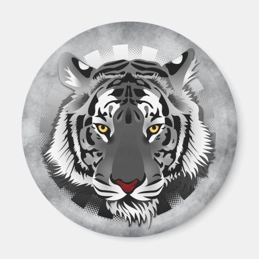 Schwarzweißiger Tiger Magnet (Vorne)
