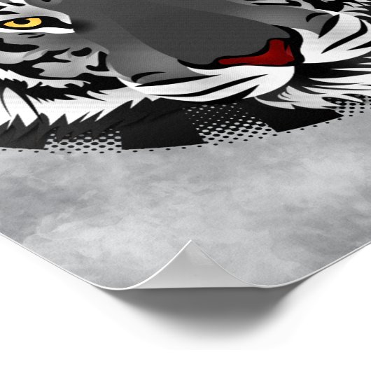 Schwarzweißiger Tiger Poster (Ecke)