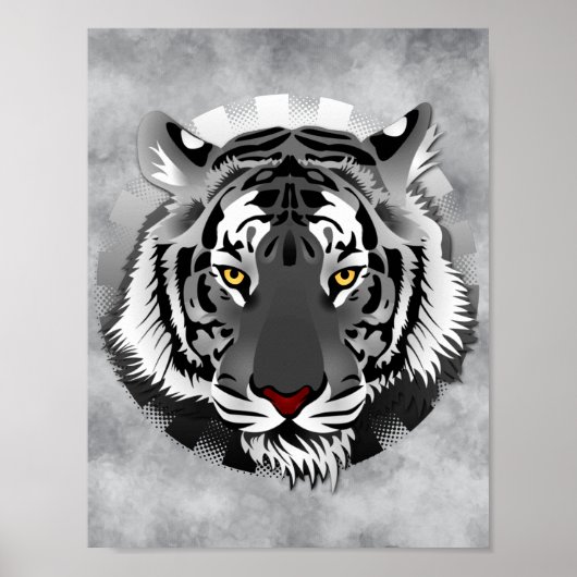 Schwarzweißiger Tiger Poster (Vorne)