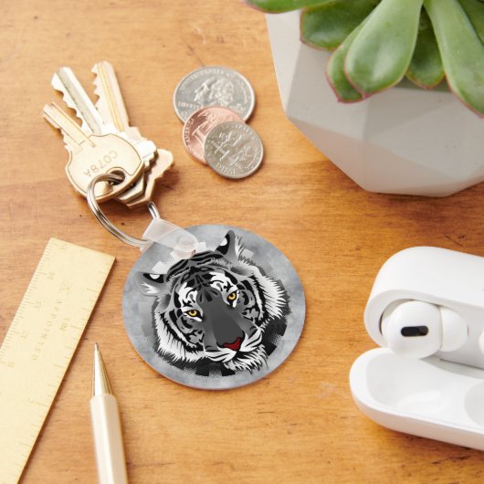 Schwarzweißiger Tiger Schlüsselanhänger (Schreibtisch)