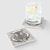 Schwarzweißiger Tiger Steinuntersetzer (Seitenansicht)