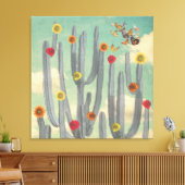 Schwarzweißkaktus mit Blume Collage Art Leinwanddruck (Insitu (Wohnzimmer))