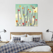 Schwarzweißkaktus mit Blume Collage Art Leinwanddruck (Insitu (Schlafzimmer))