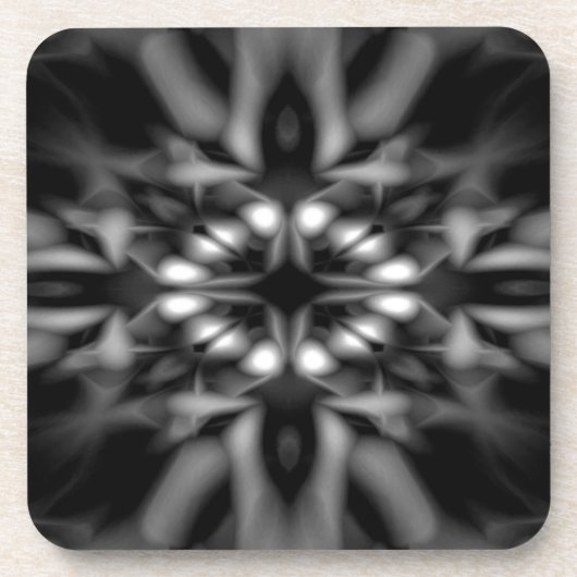 Schwarzweißkaleidoskopmuster Getränkeuntersetzer (Vorderseite)