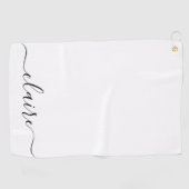 Schwarzweißkalligrafie-Script-Individuelle Name Golfhandtuch (Horizontal)