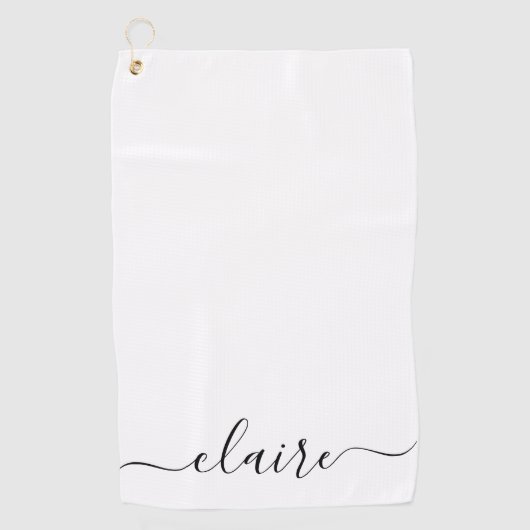 Schwarzweißkalligrafie-Script-Individuelle Name Golfhandtuch (Vorderseite)