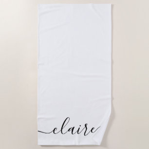 Schwarzweißkalligrafie-Script-Individuelle Name Strandtuch