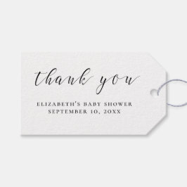 Schwarzweißkalligraphie Babydusche Danke Geschenkanhänger