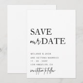 Schwarzweißkalligraphie Save the Date (Vorne/Hinten)