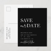 Schwarzweißkalligraphie Save the Date Ankündigungspostkarte (Vorne/Hinten)