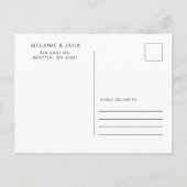 Schwarzweißkalligraphie Save the Date Ankündigungspostkarte (Rückseite)