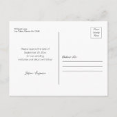 Schwarzweißkalligraphie Save the Date PostCard Einladungspostkarte (Rückseite)