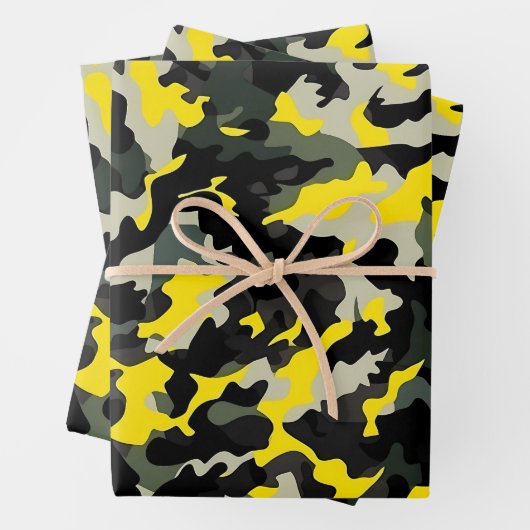 Schwarzweißkampfmuster Geschenkpapier Set (Beispiel)