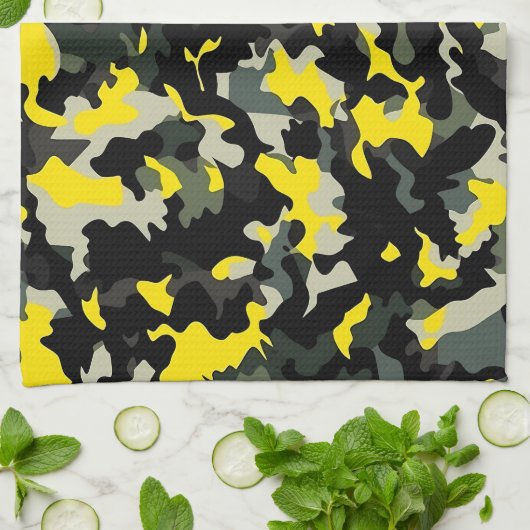 Schwarzweißkampfmuster Geschirrtuch (Gefaltet)