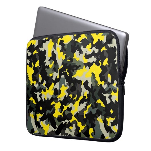 Schwarzweißkampfmuster Laptopschutzhülle (Vorderseite Links)