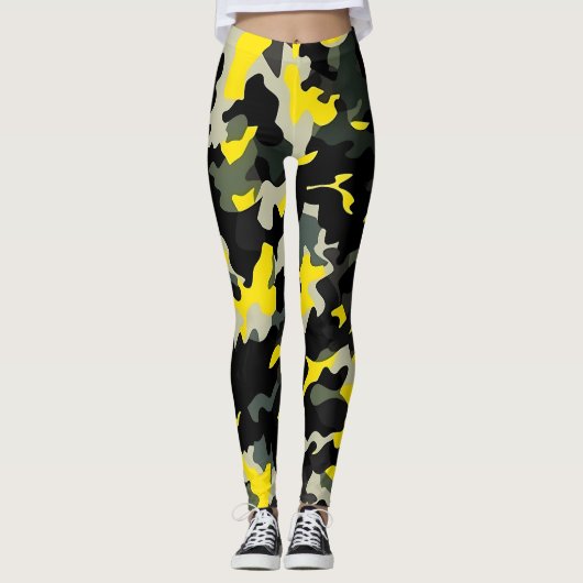 Schwarzweißkampfmuster Leggings (Vorderseite)