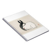 Schwarzweißkaninchen von Kono Bairei Notizblock (Rechte Seite)