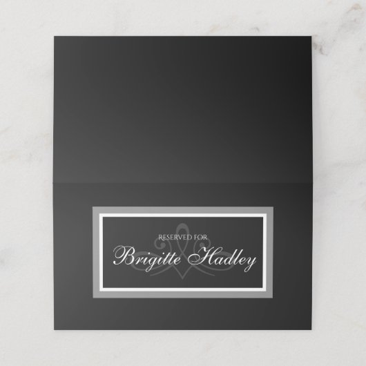 Schwarzweißkarte r.s.v.p platzkarte (Außenseite Aufgefaltet)