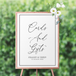 Schwarzweißkarten mit eleganten Schriftzeichen Poster