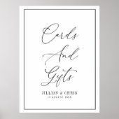 Schwarzweißkarten mit eleganten Schriftzeichen Poster (Vorne)