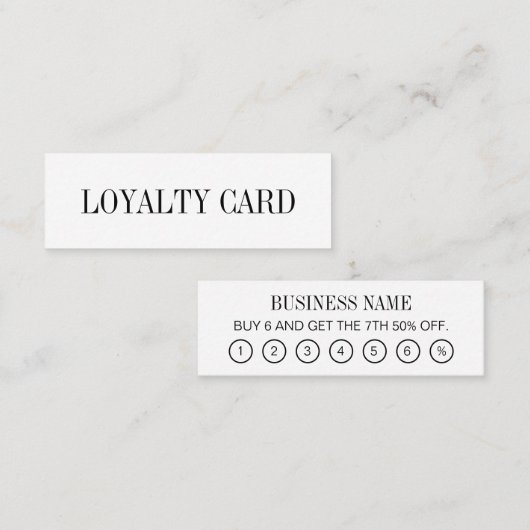 Schwarzweißkarten mit minimalistischer Loyalität Mini Visitenkarte (Vorne/Hinten)