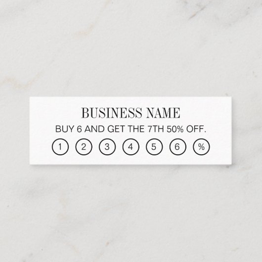 Schwarzweißkarten mit minimalistischer Loyalität Mini Visitenkarte (Rückseite)