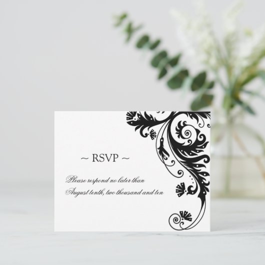Schwarzweißkarten RSVP Karte (Stehend Vorderseite)