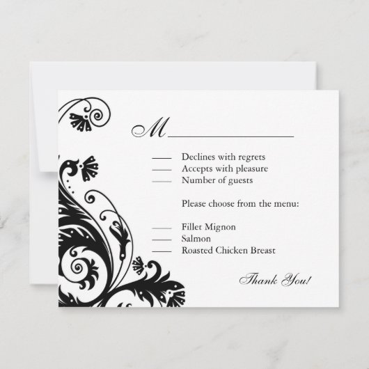 Schwarzweißkarten RSVP Karte (Rückseite)