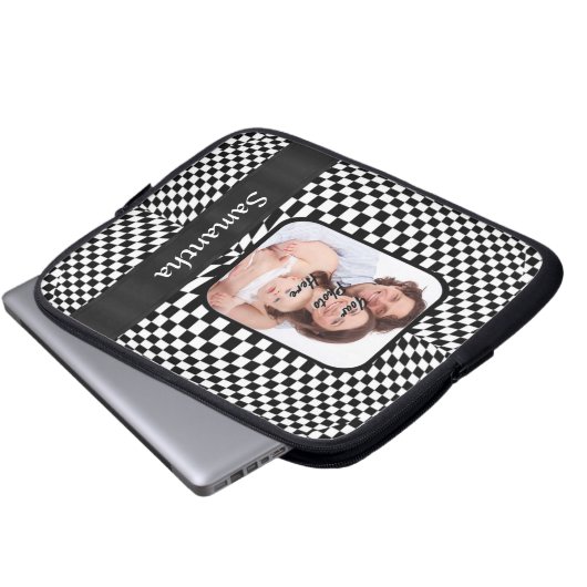 Schwarzweißkarton Laptopschutzhülle (Vorne Knopf)