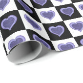 Schwarzweißkarton, lila Herzen Geschenkpapier (Rolleneckpunkt)