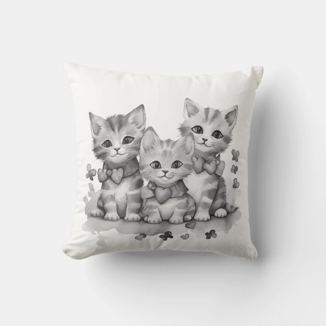 Schwarzweißkätzchen Kissen (Vorderseite)