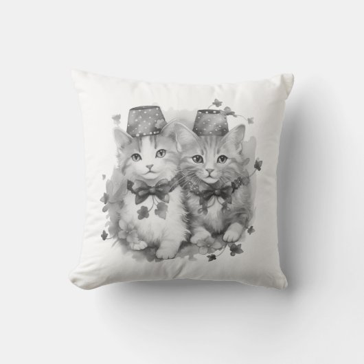Schwarzweißkätzchen Kissen (Vorderseite)