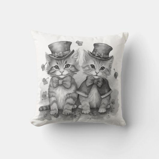 Schwarzweißkätzchen Kissen (Vorderseite)