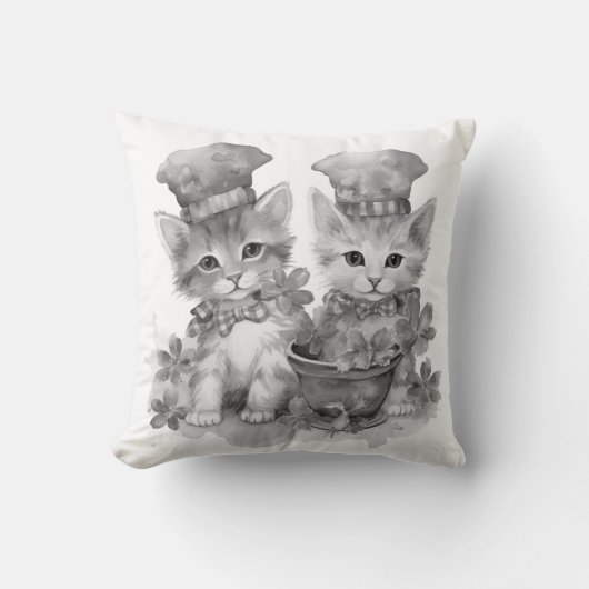Schwarzweißkätzchen Kissen (Vorderseite)