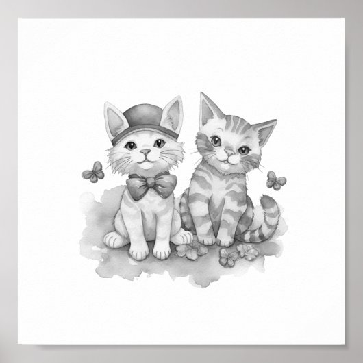 Schwarzweißkätzchen Poster (Vorne)