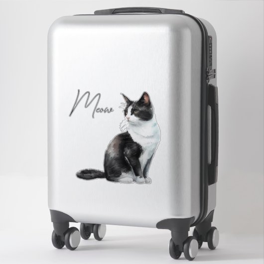 Schwarzweißkatze Aufkleber (Koffer)