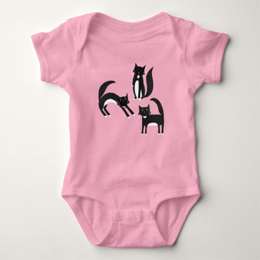 Schwarzweißkatze Baby Strampler (Vorderseite)