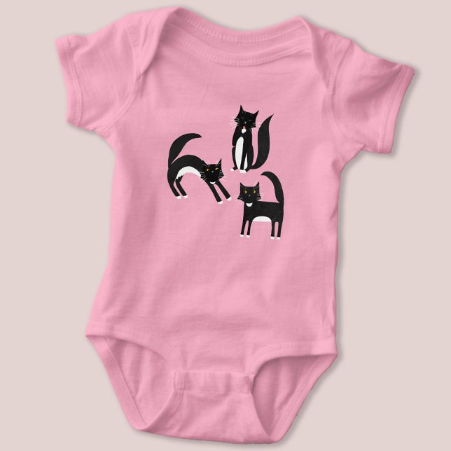 Schwarzweißkatze Baby Strampler (Black and white Tuxedo Cat baby bodysuit)