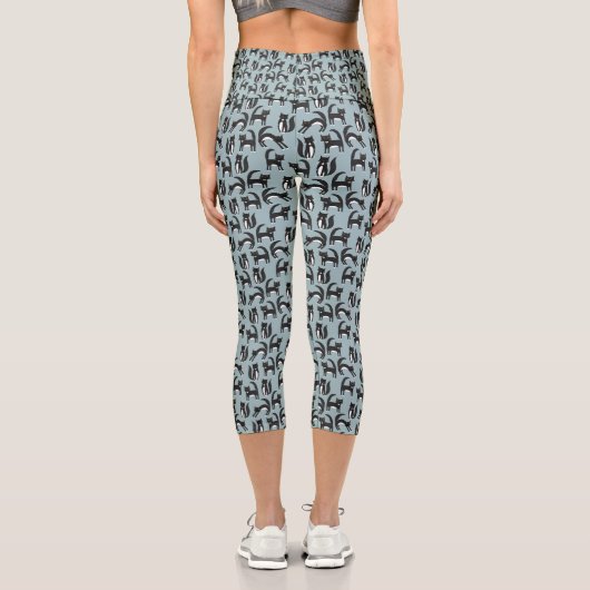 Schwarzweißkatze Capri Leggings (Rückseite)