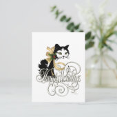 Schwarzweißkatze Feiertagspostkarte (Stehend Vorderseite)