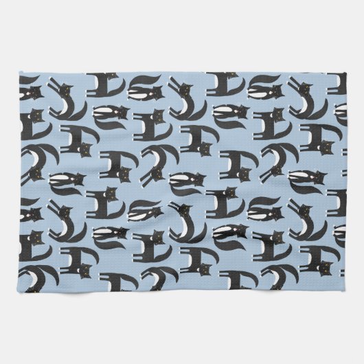 Schwarzweißkatze Geschirrtuch (Horizontal)