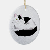 Schwarzweißkatze Keramik Ornament (Rechts)