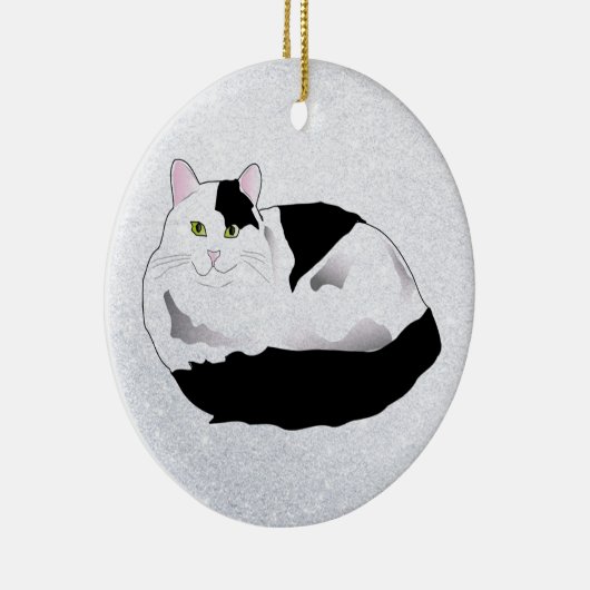 Schwarzweißkatze Keramik Ornament (Rechts)