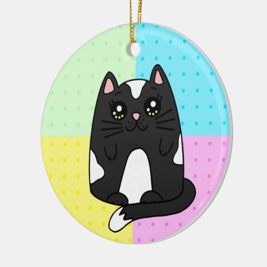Schwarzweißkatze Keramik Ornament (Links)