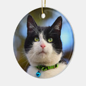 Schwarzweißkatze Keramik Ornament (Links)