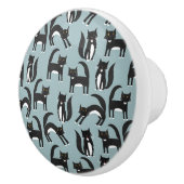 Schwarzweißkatze Keramikknauf (Rechts)