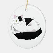 Schwarzweißkatze Keramikornament (Links)