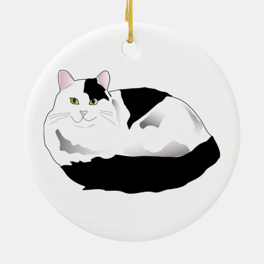 Schwarzweißkatze Keramikornament (Hinten)