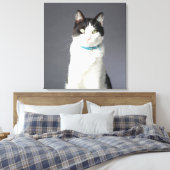 Schwarzweißkatze Leinwanddruck (Insitu (Schlafzimmer))